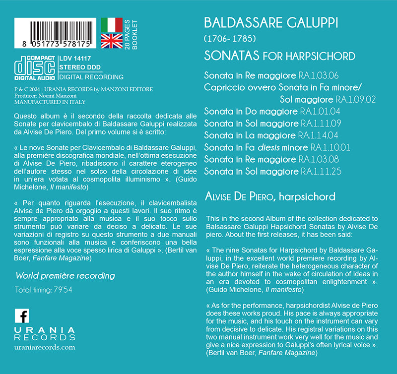 GALUPPI: SONATAS FOR HARPSICHORD, VOL. II