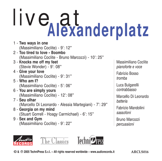 Live at Alexanderplatz | Coclite, Bosso, Bulgarelli, Di Leonardo, Mandolini, Marcozzi