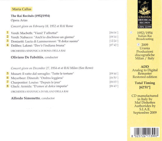 CALLAS: THE RAI RECITALS (1952/1954)