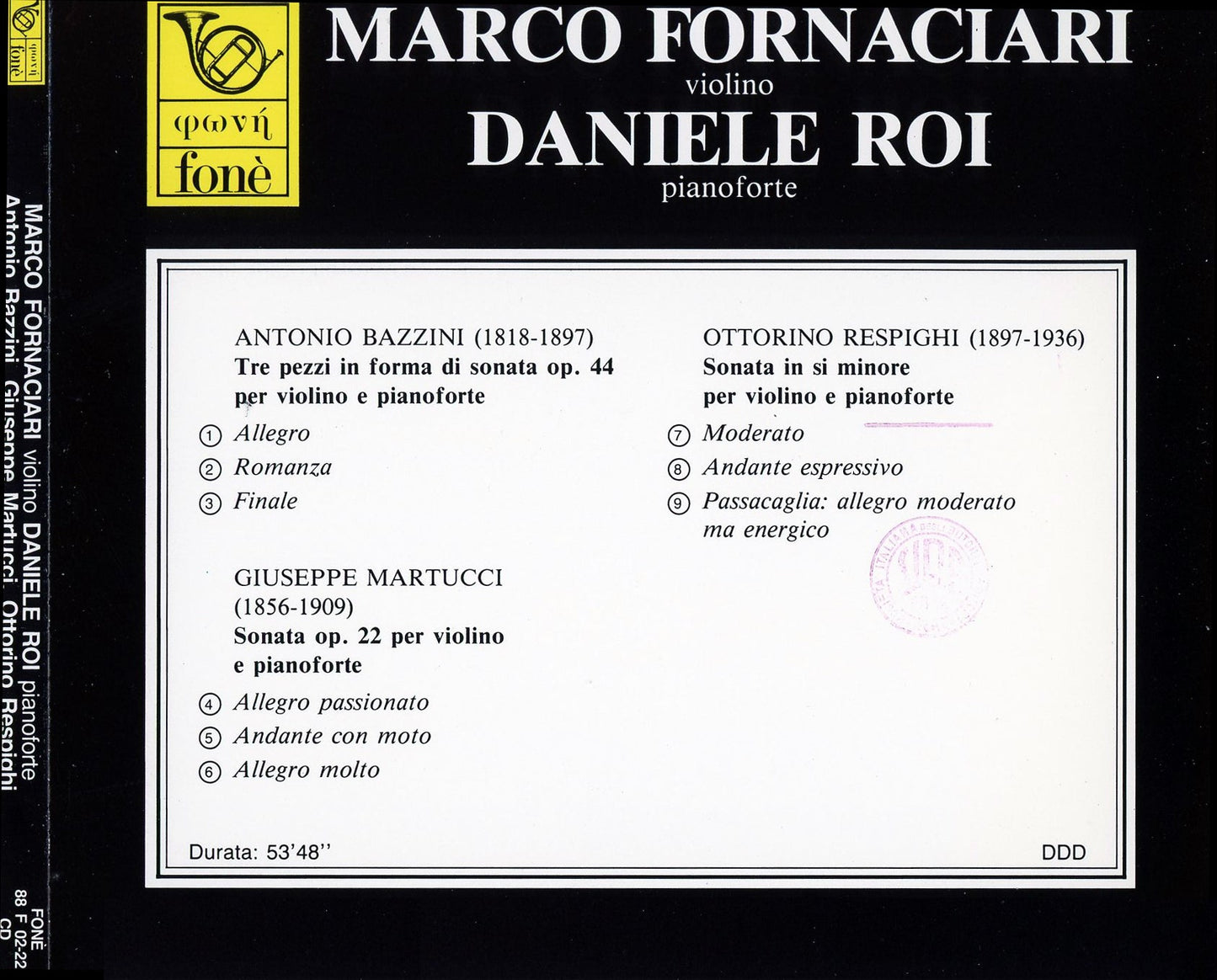 MARCO FORNACIARI, DANIELE ROI - violino, pianoforte