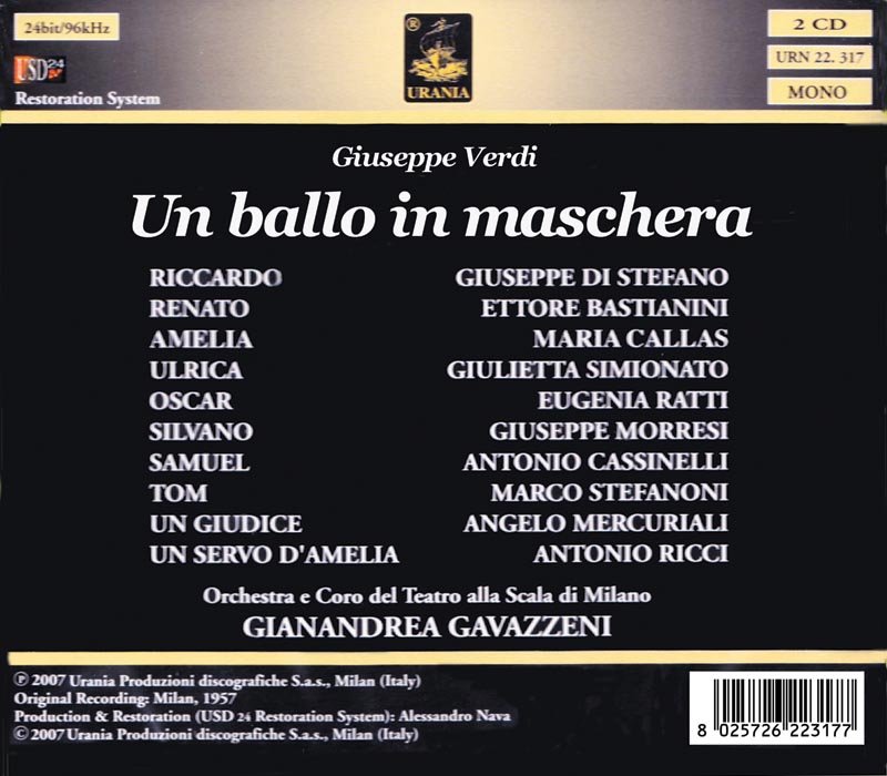 VERDI: UN BALLO IN MASCHERA - CALLAS