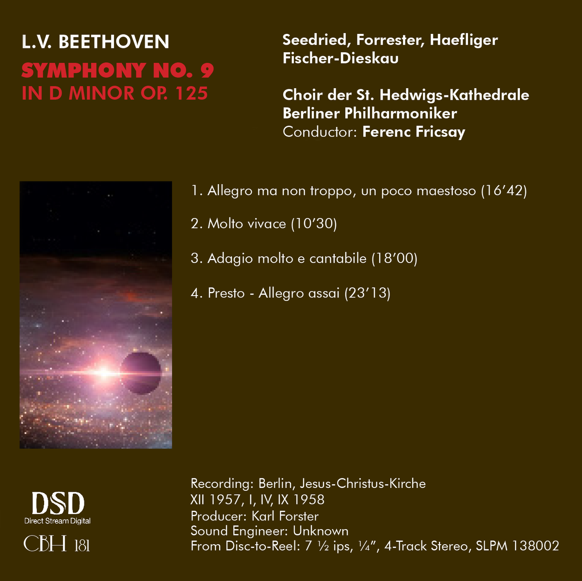 Inlay — Beethoven, Sinfonia n. 9 Op. 125 — Tracklist e crediti — Capsa Symphōnĭa CS181