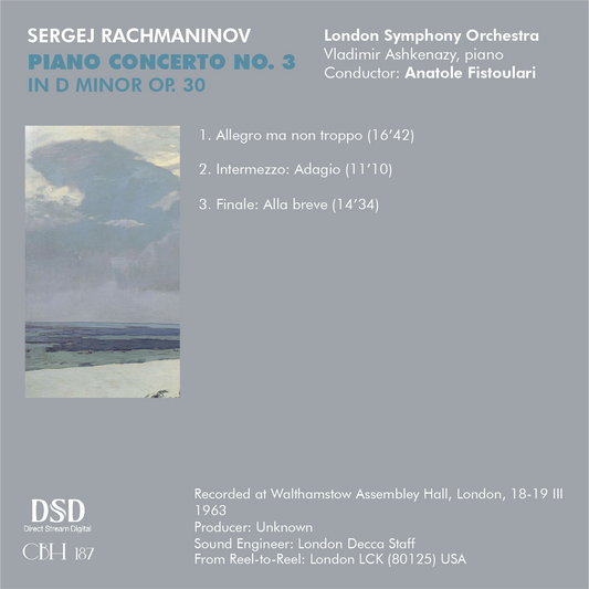 Rachmaninov Concerto per pianoforte n. 3 — Vladimir Ashkenazy, Anatole Fistoulari, London Symphony Orchestra — Inlay Capsa Symphōnĭa CS187