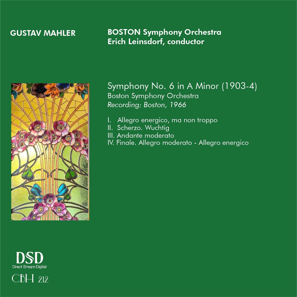 Mahler Sinfonia n. 6 — Erich Leinsdorf, Boston Symphony Orchestra — Inlay Capsa Symphōnĭa CS212