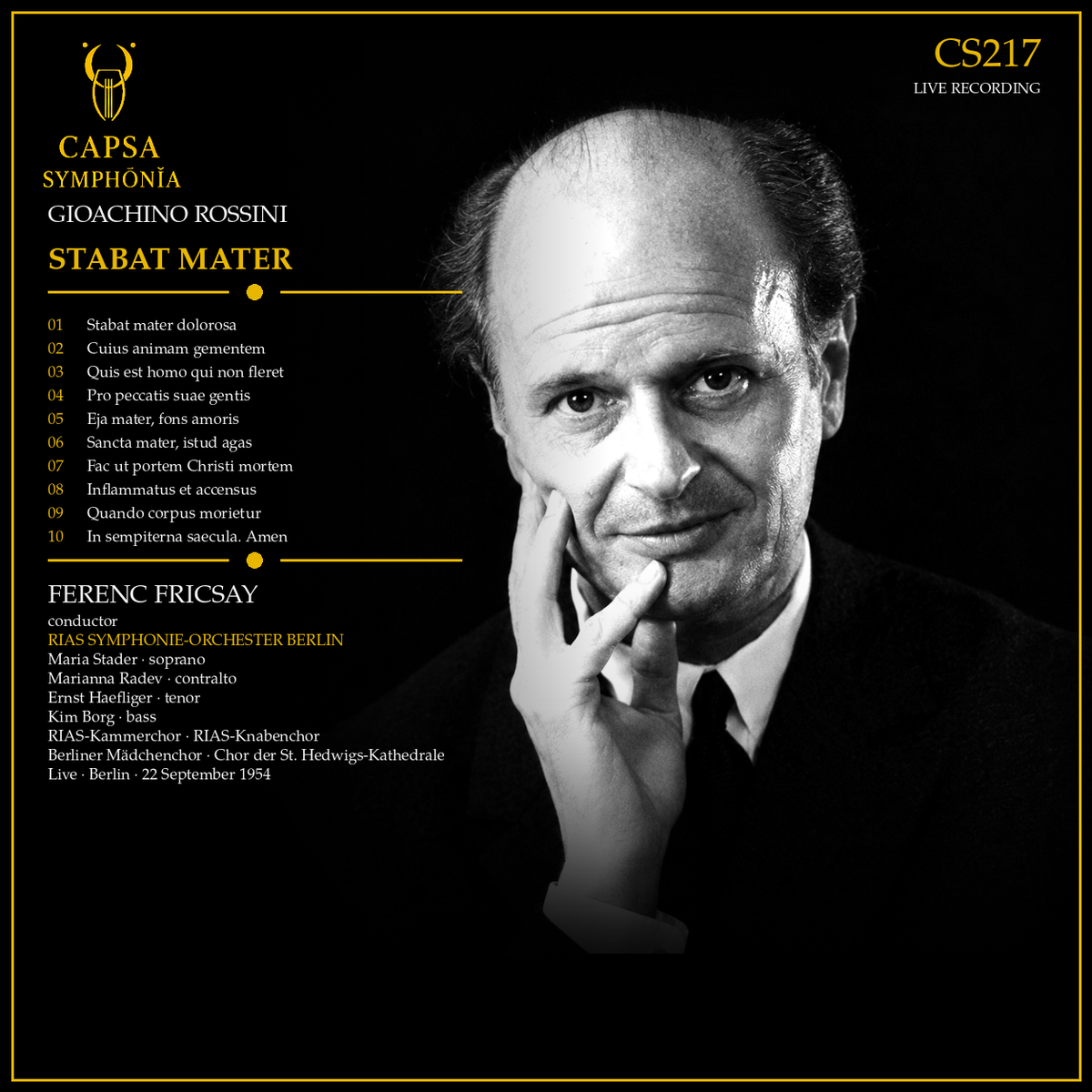Rossini Stabat Mater — tracklist, interpreti e crediti — Inlay Capsa Symphōnĭa CS217