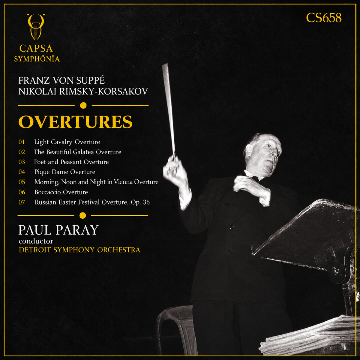 Tracklist Suppé e Rimsky-Korsakov — Paul Paray, Detroit Symphony Orchestra — Capsa Symphōnĭa CS658 inlay