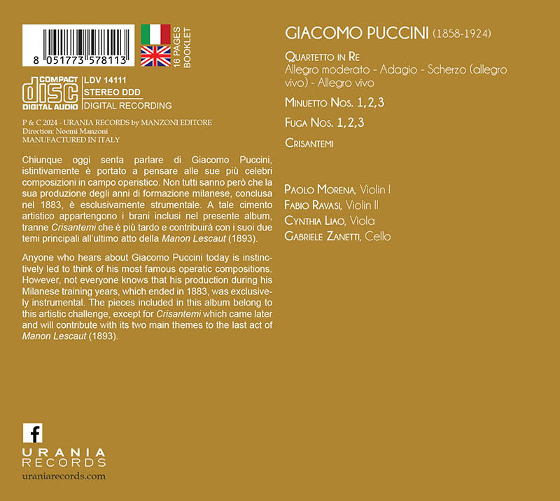 プッチーニ：弦楽四重奏曲全集