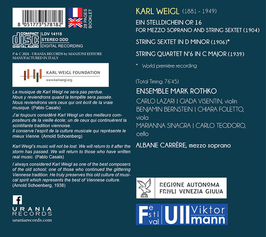 WEIGL: CHAMBER WORKS, vol. II