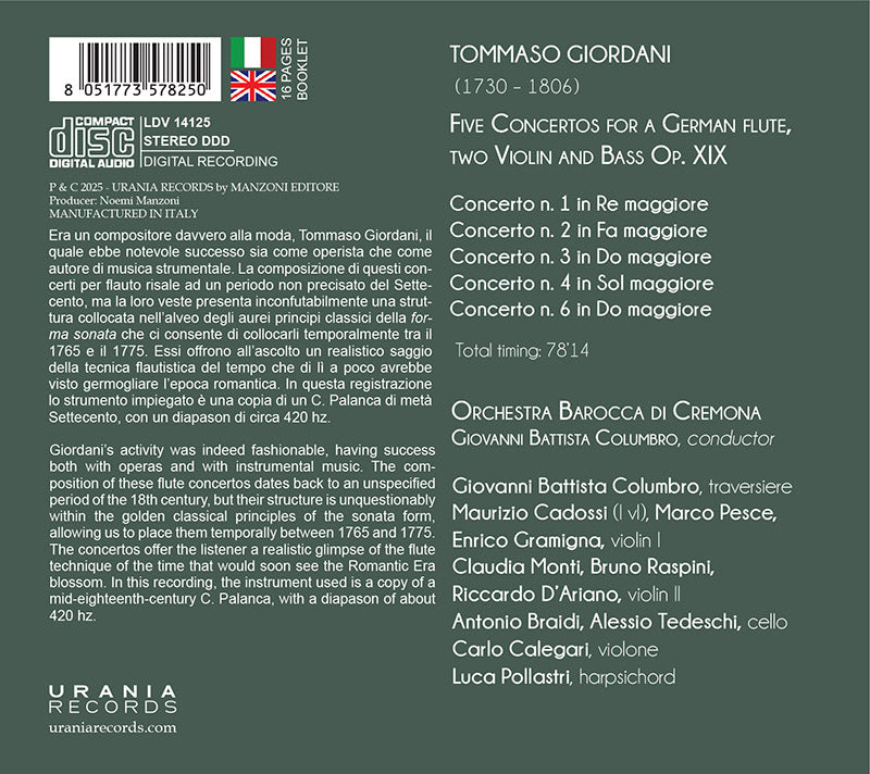 ジョルダーニ：5つの協奏曲 作品19