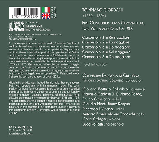 ジョルダーニ：5つの協奏曲 作品19