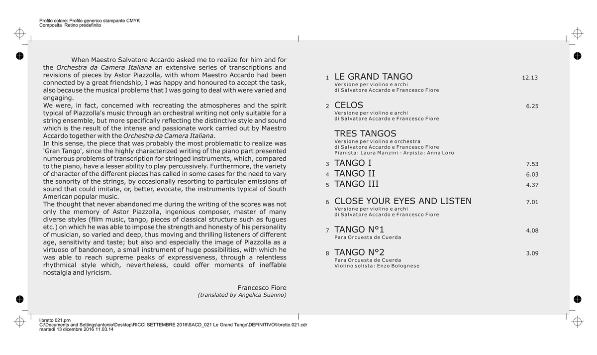 LE GRAND TANGO | Accardo, Piazzolla
