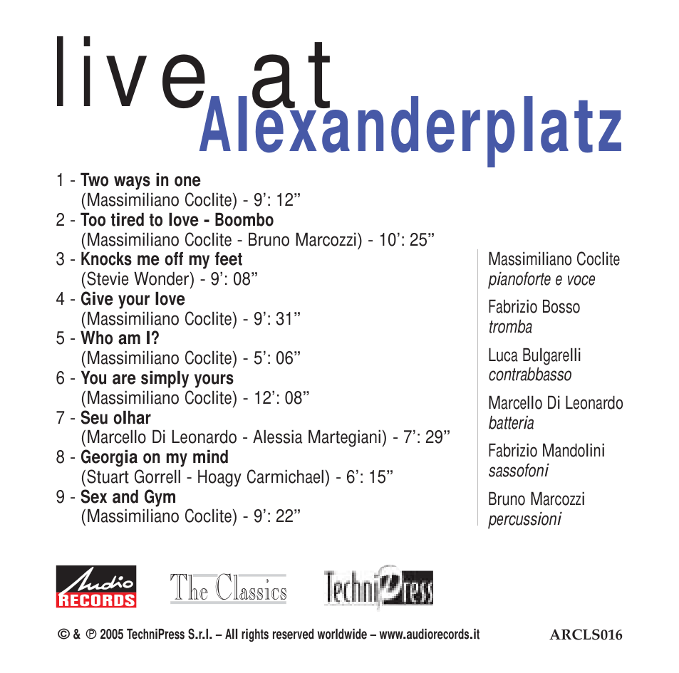 Live at Alexanderplatz | Coclite, Bosso, Bulgarelli, Di Leonardo, Mandolini, Marcozzi