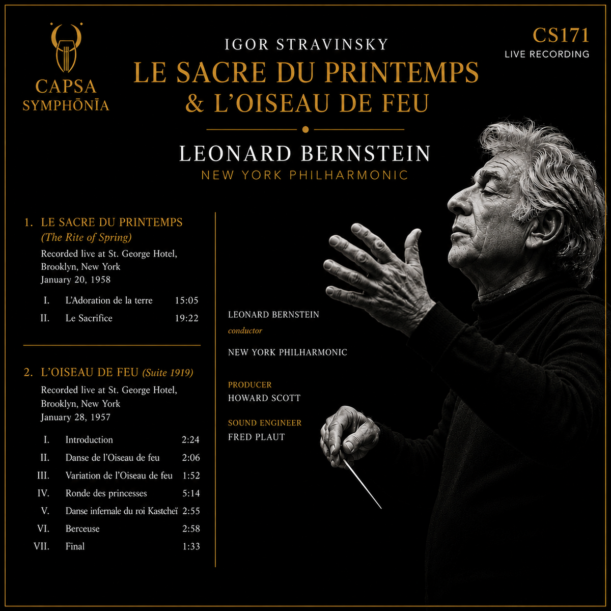 Igor Stravinsky — Le Sacre du printemps e L’Oiseau de feu — Tracklist e crediti — Inlay Capsa Symphōnĭa CS171