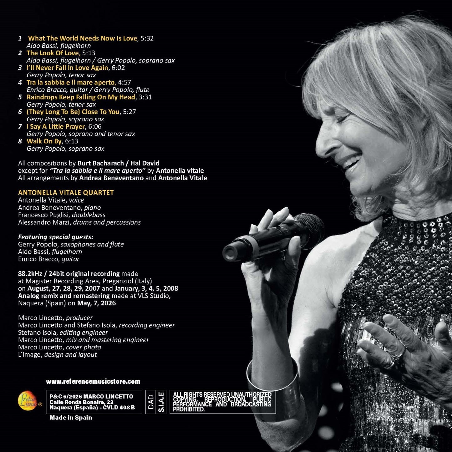 THE SONGS OF BURT BACHARACH - Antonella Vitale Quartet and Friends (BUNDLE VINYL + CD)