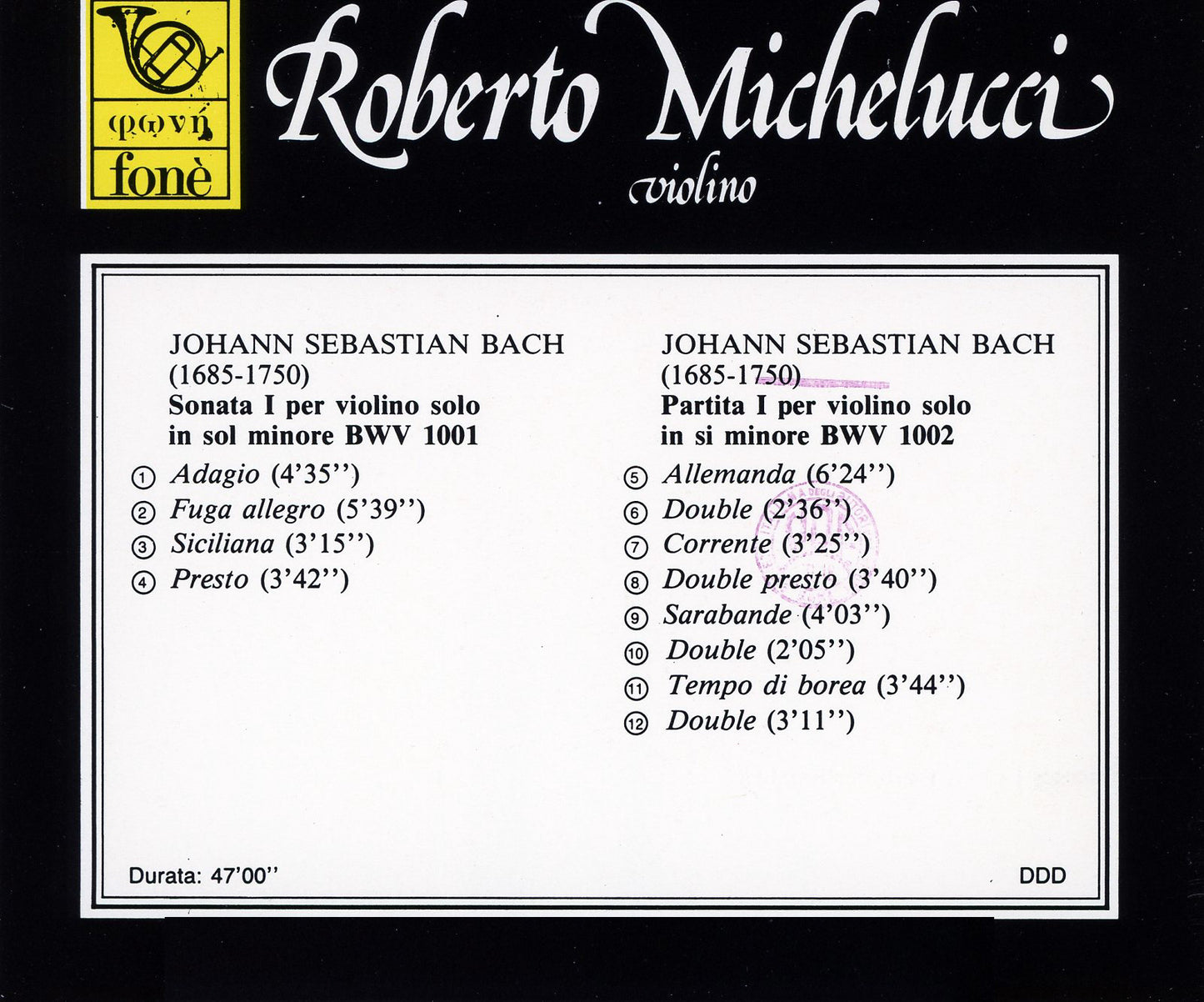 ROBERTO MICHELUCCI - violino - J. S. BACH | Michelucci