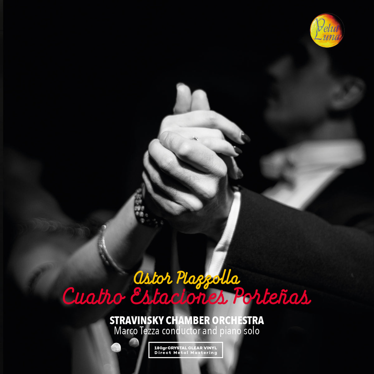 Copertina LP Crystal di Cuatro Estaciones Porteñas di Astor Piazzolla, Stravinsky Chamber Orchestra e Marco Tezza — Velut Luna CVLD416