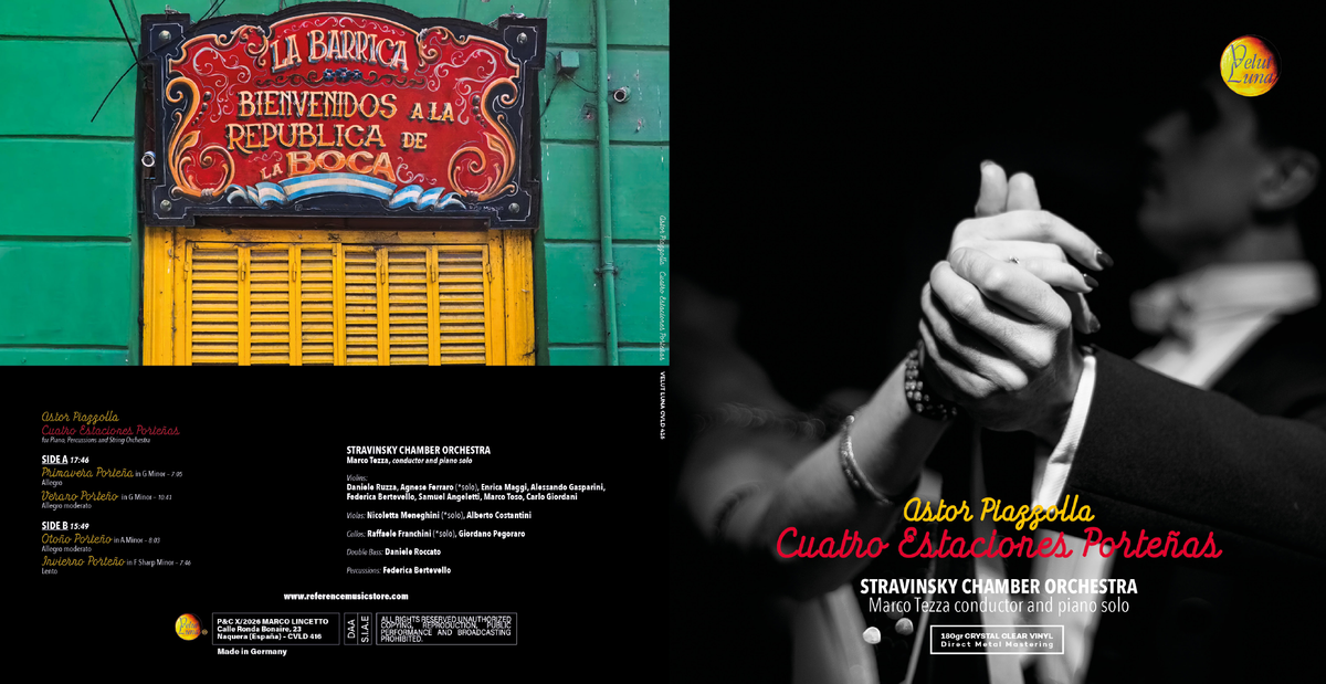 Gatefold esterno con copertina, tracklist e musicisti di Cuatro Estaciones Porteñas — Velut Luna CVLD416
