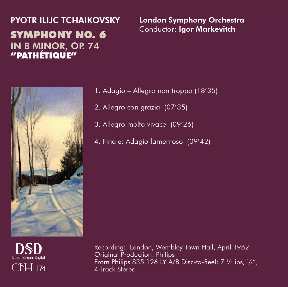 Tchaikovsky Sinfonia n. 6 “Pathétique” — Igor Markevitch, London Symphony Orchestra — Inlay Capsa Symphōnĭa CS174