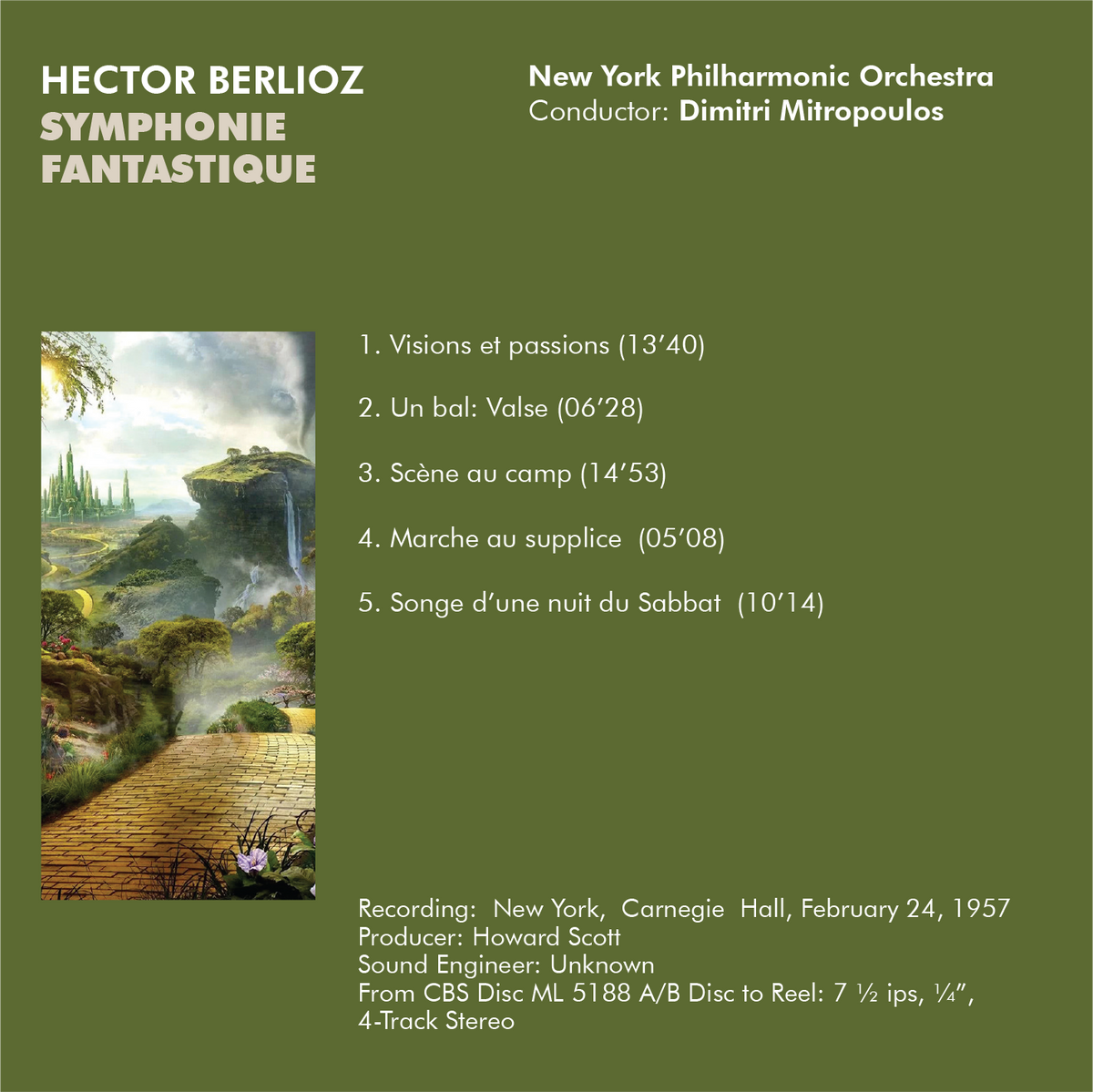 Berlioz Symphonie fantastique — Dimitri Mitropoulos, New York Philharmonic Orchestra — Inlay Capsa Symphōnĭa CS179