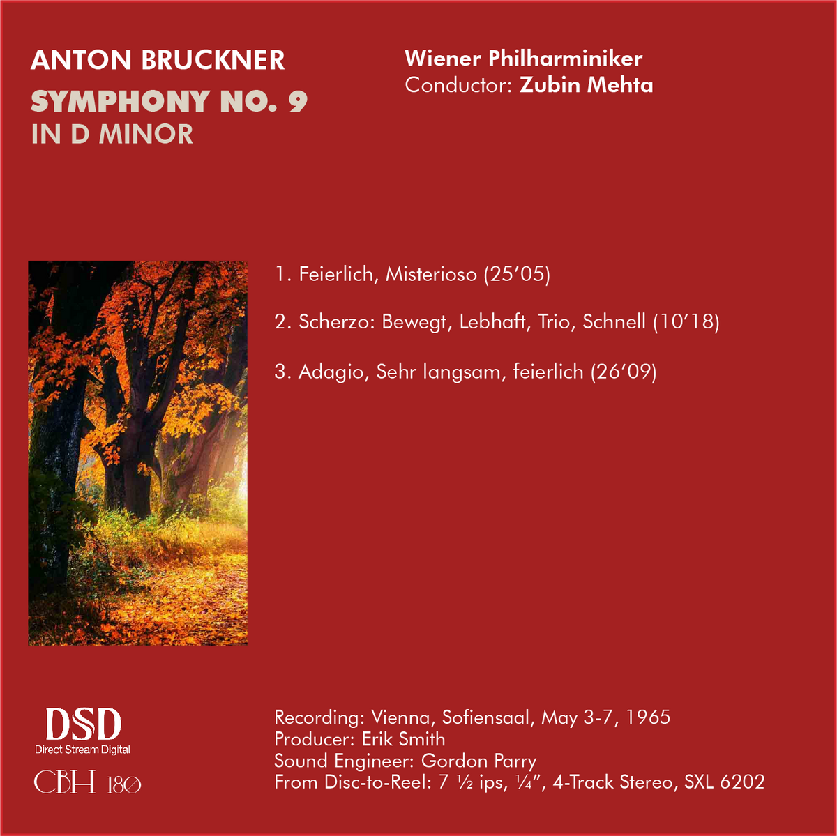 Bruckner — Sinfonia n. 9; Zubin Mehta, Wiener Philharmoniker — Inlay Capsa Symphōnĭa CS180