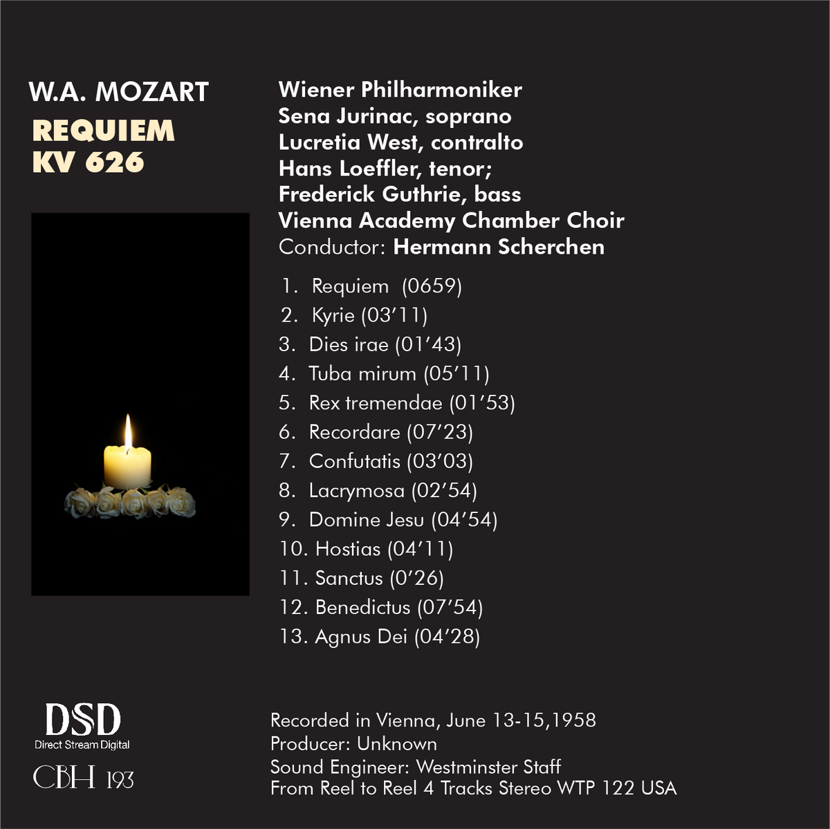 Mozart Requiem KV 626 — Hermann Scherchen, Vienna State Opera Orchestra — Inlay Capsa Symphōnĭa CS193