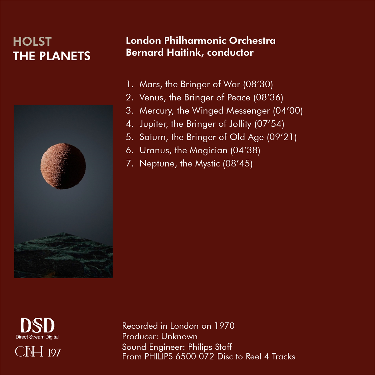 Holst The Planets — Bernard Haitink, London Philharmonic Orchestra — Inlay Capsa Symphōnĭa CS197