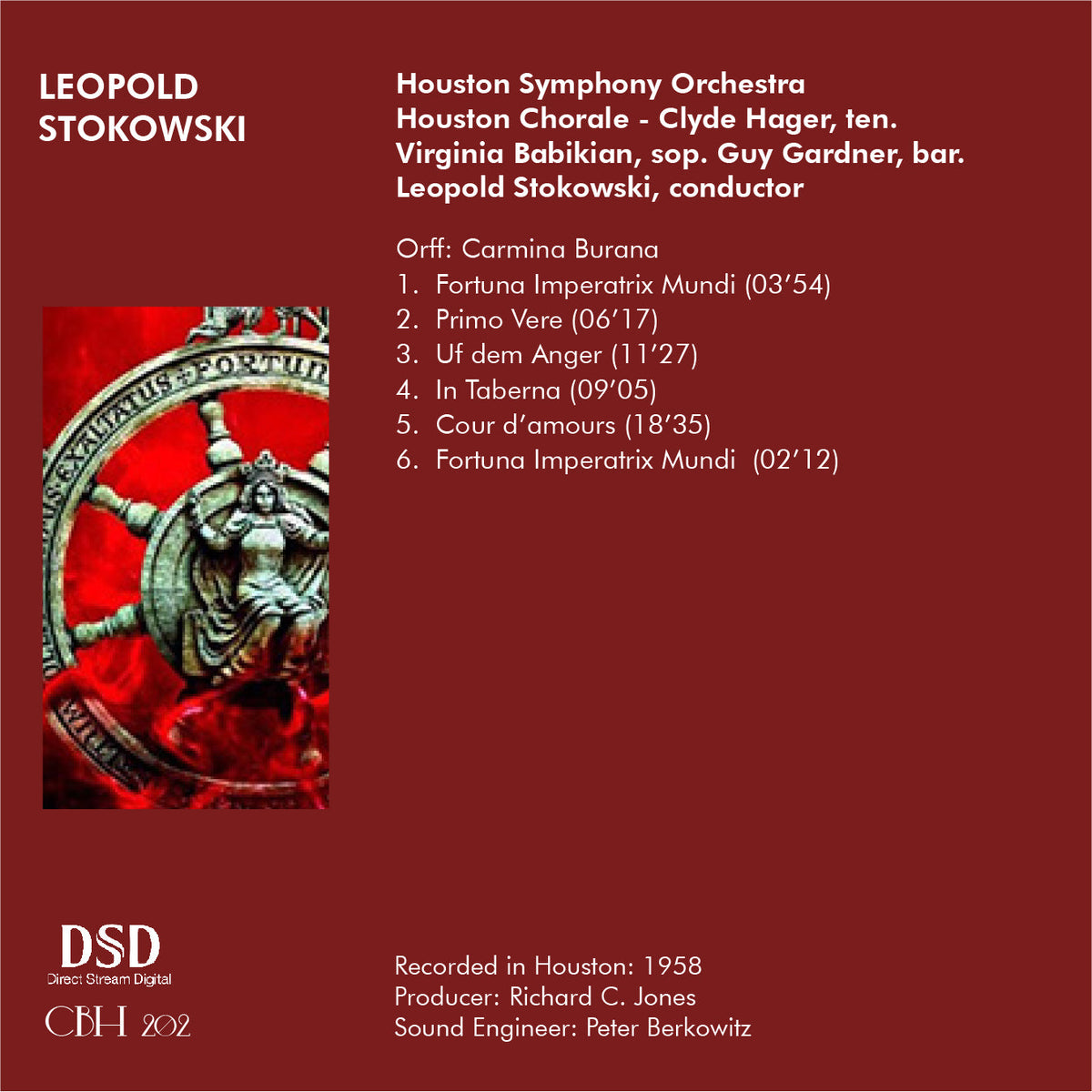 Orff Carmina Burana — Leopold Stokowski, Houston Symphony Orchestra — Inlay Capsa Symphōnĭa CS202