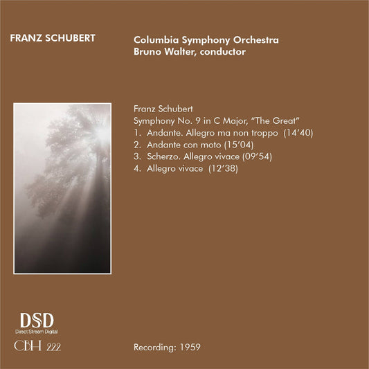 Schubert Sinfonia n. 9 La Grande — Bruno Walter, Columbia Symphony Orchestra — Inlay Capsa Symphōnĭa CS222