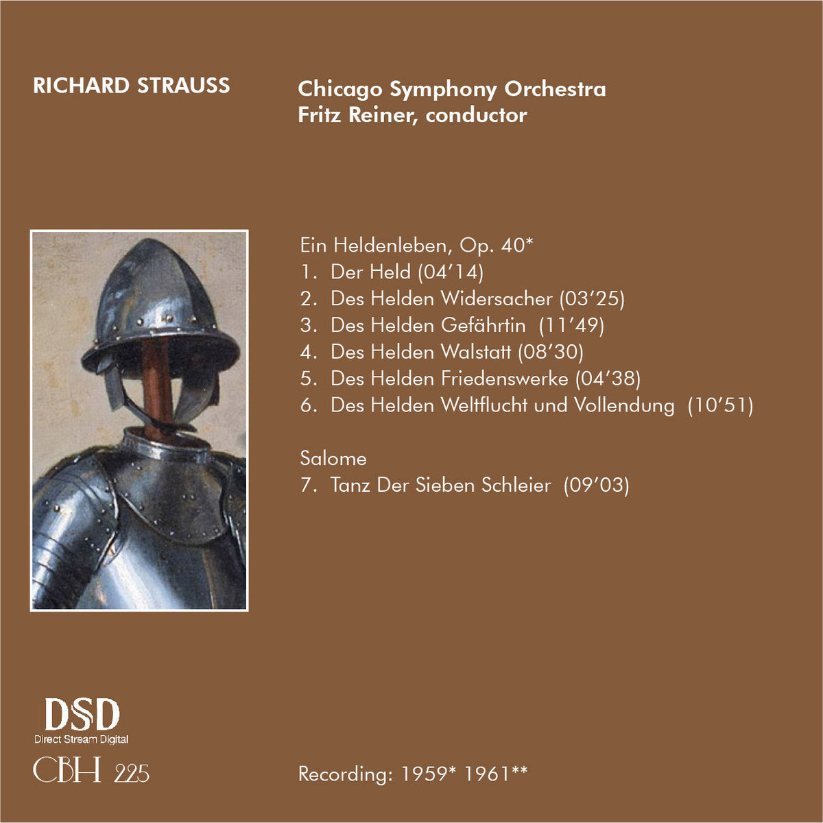 Richard Strauss Ein Heldenleben e Salome — Fritz Reiner, Chicago Symphony Orchestra — Inlay Capsa Symphōnĭa CS225