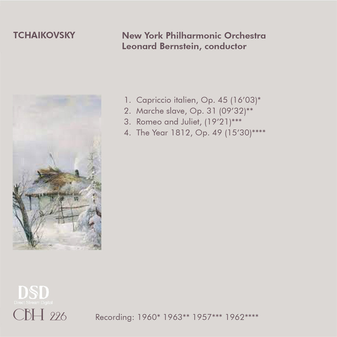 Inlay — Tchaikovsky, Capriccio italien, Marche slave, Romeo e Giulietta e Ouverture 1812, Leonard Bernstein, New York Philharmonic Orchestra — Capsa Symphōnĭa CS226
