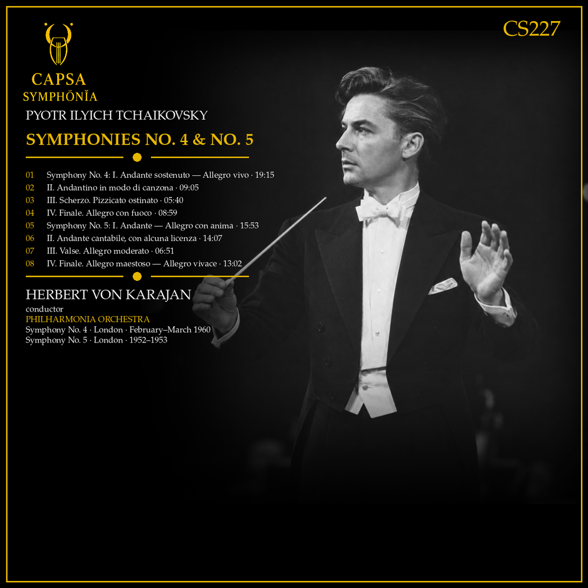 Tchaikovsky Sinfonie n. 4 e n. 5 — tracklist e crediti — Inlay Capsa Symphōnĭa CS227
