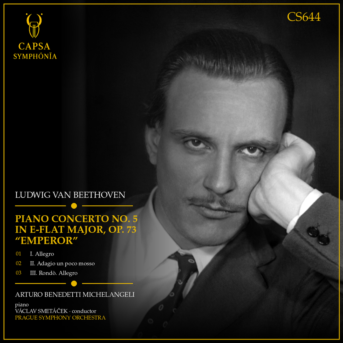 Inlay e tracklist CS644 — Beethoven, Concerto per pianoforte n. 5 “Imperatore” — Michelangeli, Smetáček, Prague Symphony Orchestra