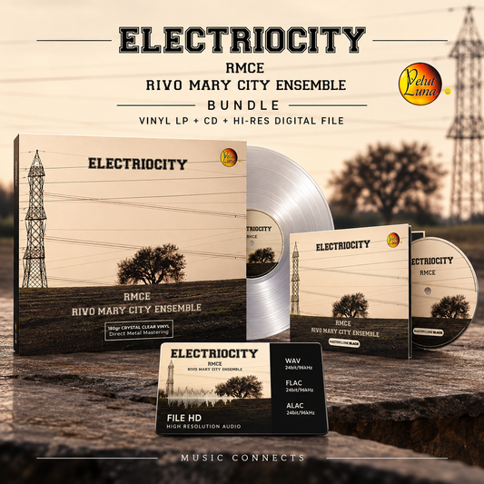 Electriocity – RMCE Rivo Mary City Ensemble – Bundle Crystal Vinyl LP + Masterclone Black CD Digipack + File HD